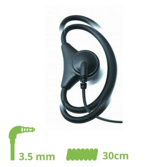 D-SHAPE Ohrhörer verstellbar flexibel 30cm Spiralkabel / 3.5mm Jack gewinkelt