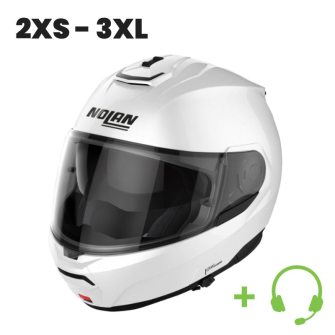 NOLAN N100-6 Motorrad-Klapphelm P/J homologiert mit CT Hör-/Sprechgarnitur / WEISS / M