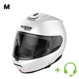 NOLAN N100-6 Motorrad-Klapphelm P/J homologiert mit CT H&amp;#246;r-/Sprechgarnitur / WEISS / M