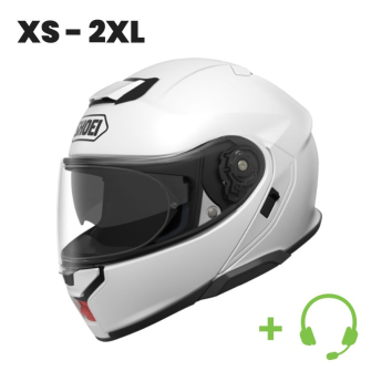 SHOEI Neotec 3 Motorrad-Klapphelm P/J homologiert mit CT Hör-/Sprechgarnitur / WEISS / M