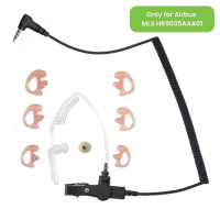 Acoustic tube earphone set lock type with 30cm coiled cable / 3.5mm jack angled (4-pole)