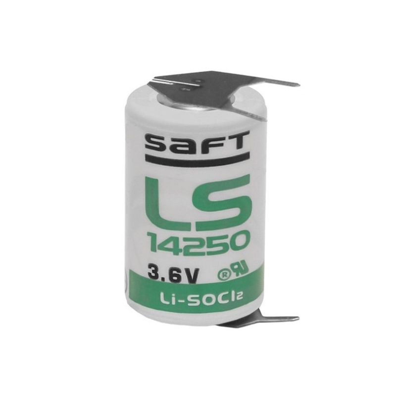 SAFT LS142503PF 1/2AA 3.6V 1.2Ah Lithium avec pins ++/-