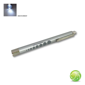 AKKUPOINT ALU DIAGNOSTICLIGHT Lampe pupille certifi&#233;e LED BLANC avec bouton-pression / argent