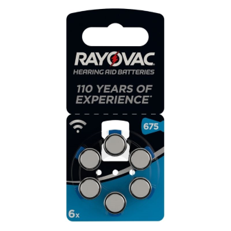 RAYOVAC piles pour appareils auditifs V675 1.45V Zinc-air