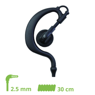 OREILLETTE flexible avec c&#226;ble spiral&#233; 30 cm pour monophone / 2.5 mm fiche jack coud&#233;