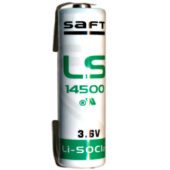 SAFT LS14500-LFU AA Mignon 3.6V 2.6Ah 9.36Wh Lithium avec pattes &#224; souder U