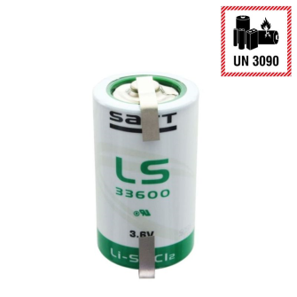 SAFT LS33600 Mono D 3.6V 17Ah Lithium avec pattes &#224; souder U