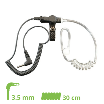 HEADSET Sound tube lock type with 30 cm spiral cable and 3.5 mm jack angled