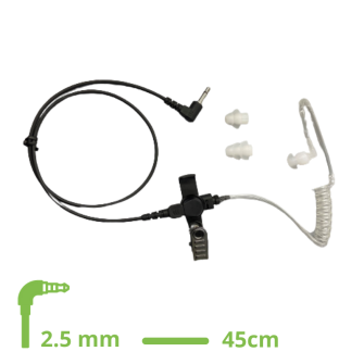 EAR KIT WITH TUBE ACOUSTIC lock type with 45 cm cable plain and 2.5 mm jack angled